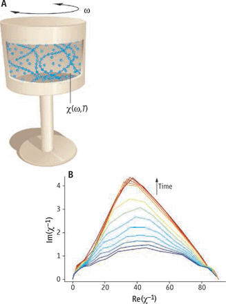 Torsional oscillator (top) and the measured generalized rotational susceptibility plots (bottom) 
